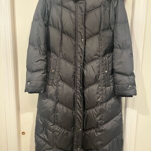 London Fog Women's black, full length, hooded Puffer Coat
